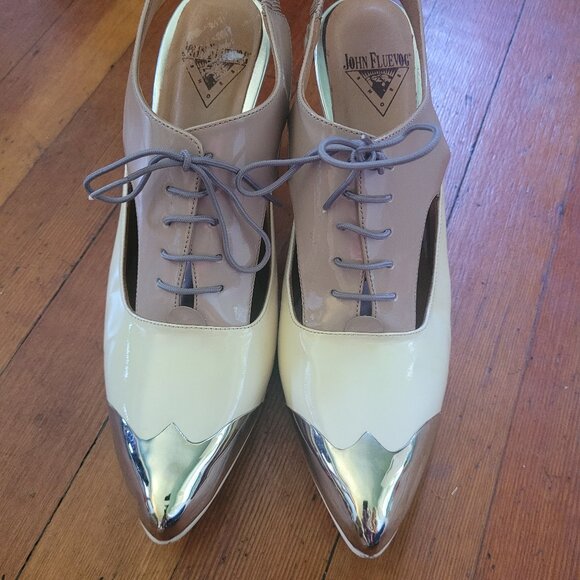 John Fluevog Faraday Colourblock Cut-Out Pump, sz 7 - Picture 2 of 13